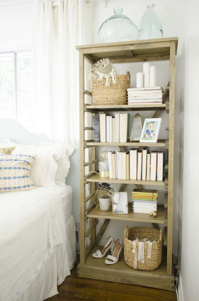 Bedroom bookshelf styling tips via Thou Swell @thouswellblog