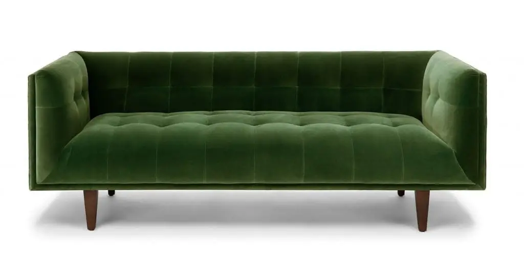 Cirrus green velvet modern tufted shelter sofa from Article on Thou Swell
